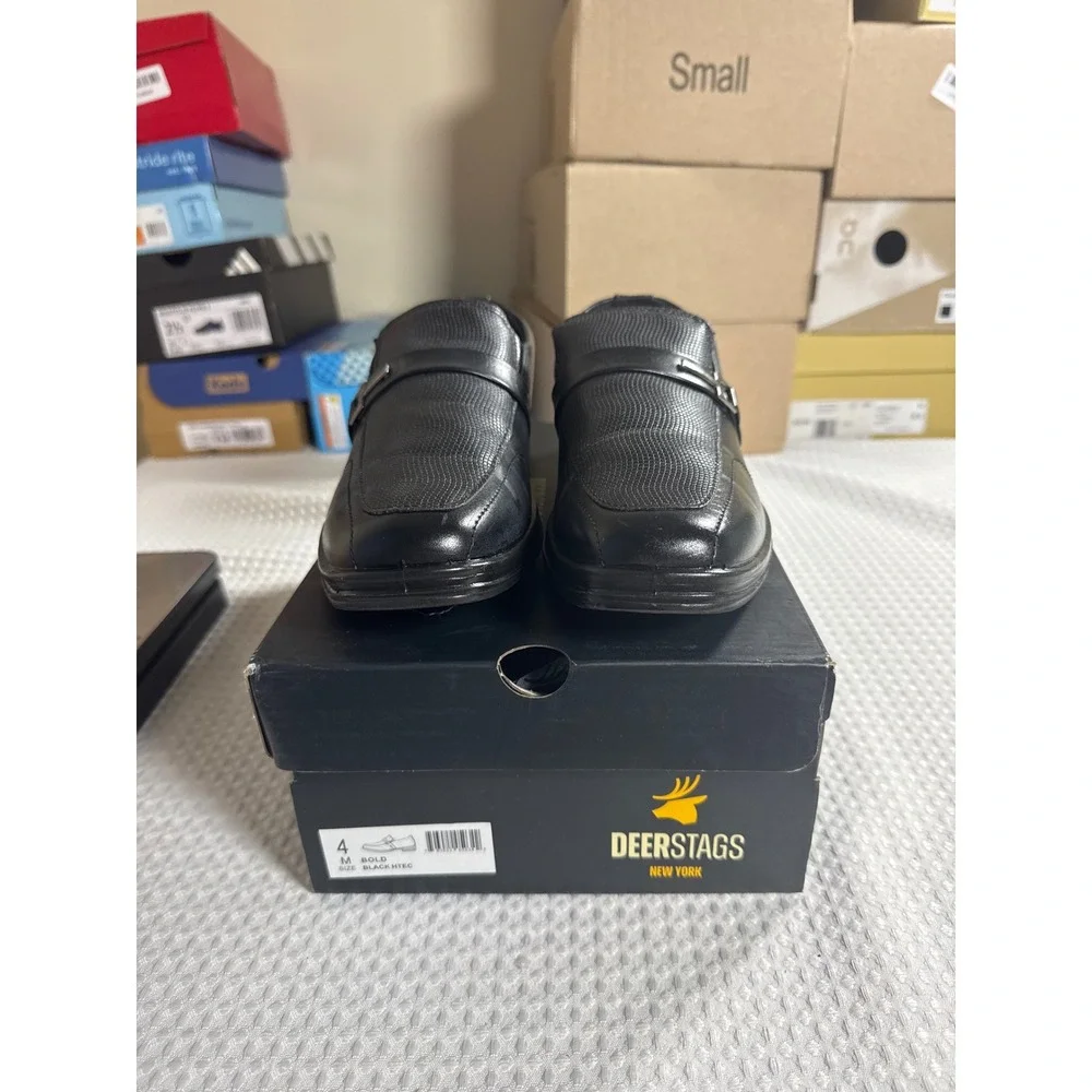 Deer Stags Loafers Boys 4M Bold Black Textured NIB